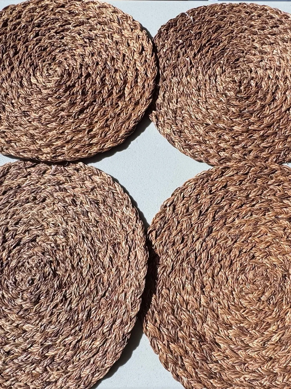 Crate & Barrel Bali Natural Brown Woven Abacá Placemats - Set of 4